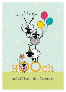 Plattdeutsche Geburtstagskarte Hooch Schafe von Lütt Stin
