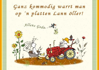 Plattdeutsche Geburtstagskarte Op´n Lann von Lütt Stina