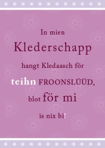 Plattdeutsche Postkarte In mien Klederschapp von Lütt Stina
