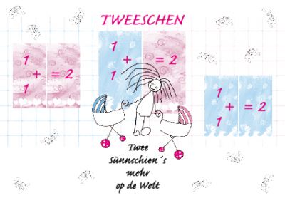 Plattdeutsche Karte zur Geburt Zwillinge Tweeschen von Lütt Stina