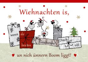 Plattdeutsche Weihnachtskarte Wiehnachten Schafe von Lütt Stina Plattdeutsche Weihnachtskarte Wiehnachten Schafevon Lütt Stina