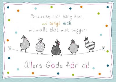 Plattdeutsche Geburtstagskarte Hühner von Lütt Stina
